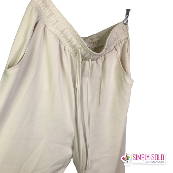Melloday Women's Pants Drawstring Pull On White Stretch Pocket Trouser Bone Sz L - Picture 6 of 9